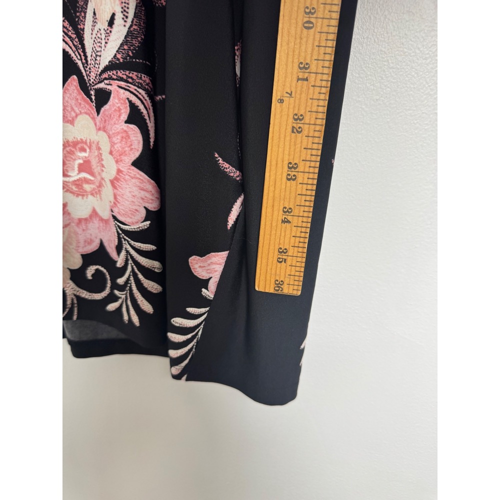 Boho MSK Women 2X Shift Dress Black Pink Floral Tiered Bell Sleeve Embroidered - Picture 5 of 9